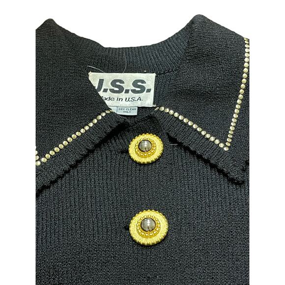 Vintage JSS Black Knit Wear Jacket sz S Wool blend USA Classic Womans - Picture 7 of 13